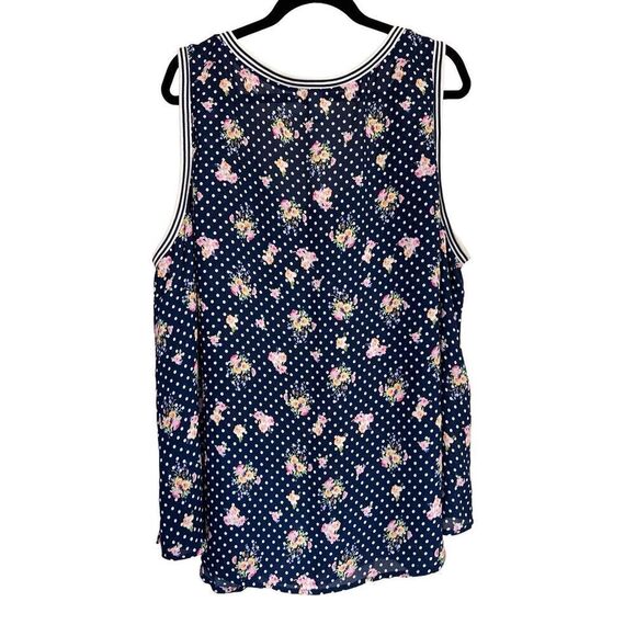 Torrid Top Womens Size 4 26/28 4X Navy Blue Floral Polka Dot Sleeveless Tank Top - Picture 2 of 10